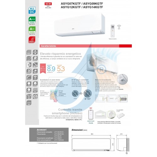 Fujitsu Quadri Split 9+9+12+15 KG WiFi AOYG36KBTA5 ASYG09KGTF ASYG09KGTF ASYG12KGTF ASYG14KGTF Klimaanlage Weiß R-32 ASYG-KG-...