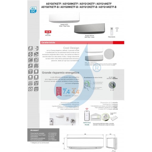 Fujitsu Quadri Split 9+9+9+9 KE WiFi AOYG36KBTA5 ASYG09KETF-B ASYG09KETF-B ASYG09KETF-B ASYG09KETF-B Klimaanlage Silber ASYG-...