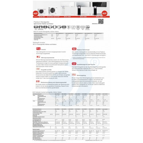 Mitsubishi Duo Split 7000+15000 Btu MXZ-2F53VF4 MSZ-EF22VGKW MSZ-EF42VGKW Klimageräte Weiß Premium WiFi MSZ-EF-W-7+15-MXZ-2F5...