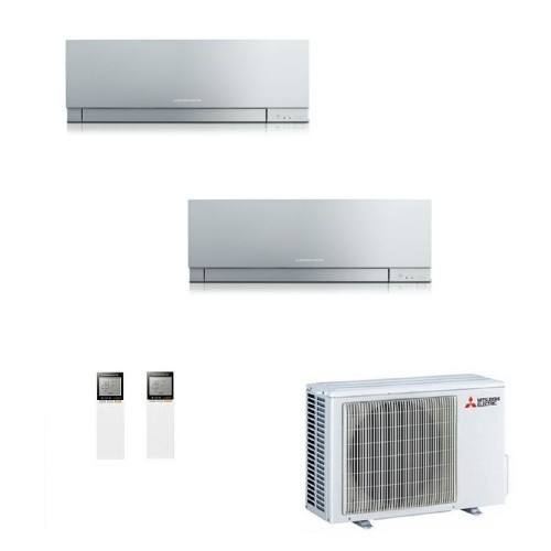 Mitsubishi Duo Split 7000+7000 Btu MXZ-2F42VF4 MSZ-EF22VGKS MSZ-EF22VGKS Klimageräte Silbernen Premium WiFi MSZ-EF-S-7+7-MXZ-...