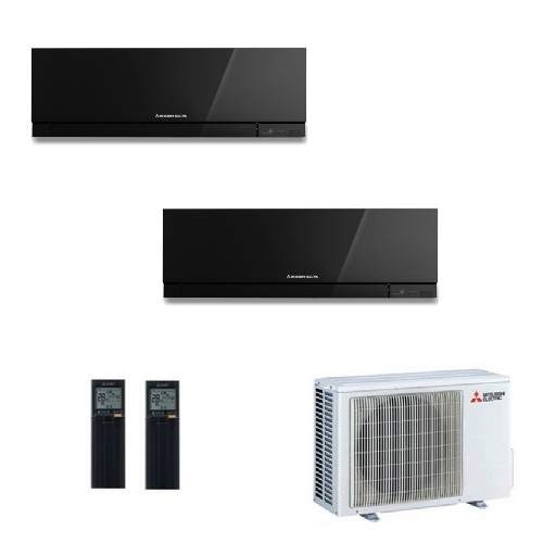 Mitsubishi Duo Split 7000+7000 Btu MXZ-2F42VF4 MSZ-EF22VGKB MSZ-EF22VGKB Klimageräte Schwarz Premium WiFi MSZ-EF-B-7+7-MXZ-2F...