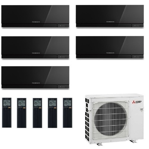 Mitsubishi Penta Split 9+9+9+9+9 Schwarz MXZ-5F102VF2 Klimageräte Premium 2.5+2.5+2.5+2.5+2.5 kW R-32 WiFi MSZ-EF-B-9+9+9+9+9...