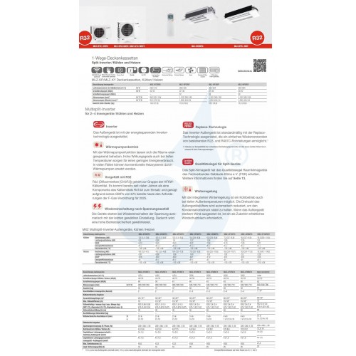 Mitsubishi Trio Split 9+9+12 MXZ-3F54VF4 MLZ-KP25VF MLZ-KP25VF MLZ-KP35VF Klimageräte Kassettengerät Weiß 2.5+2.5+3.5 kW MLZ-...