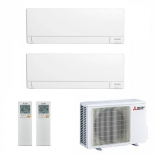 Mitsubishi Duo Split 9+9 Btu MXZ-2F42VF4 MSZ-AY25VGKP MSZ-AY25VGKP Klimageräte Weiß 2.5+2.5 kW Standard WiFi MSZ-AY-9+9-MXZ-2...