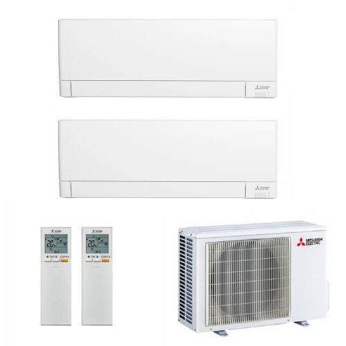 Mitsubishi Duo Split 9+9 Btu MXZ-2F53VF4 MSZ-AY25VGKP MSZ-AY25VGKP Klimageräte Weiß 2.5+2.5 kW Standard WiFi MSZ-AY-9+9-MXZ-2...