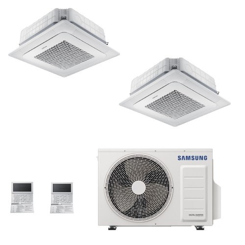 Samsung Klimaanlagen Duo Split Kassettengerät 4 Luftauslässe Mini WindFree 7000+12000 Btu R-32 AJ050TXJ2KG/EU A+++ A++ AJ0712...