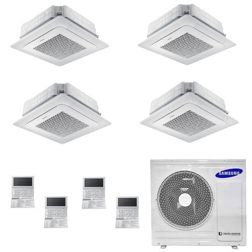 Samsung Klimaanlagen Quadri Split Kassettengerät 4 Luftauslässe Mini WindFree 7+7+7+18 Btu R-32 AJ080TXJ4KG/EU A++ A+ AR07070...