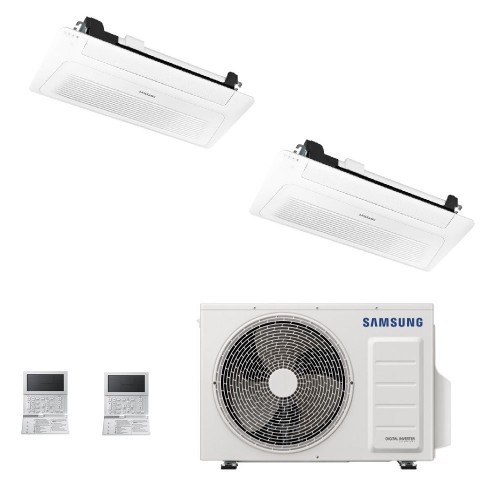 Samsung Klimaanlagen Duo Split Kassettengerät 1 Luftauslass WindFree 9000+9000 Btu R-32 AJ040TXJ2KG/EU A+++ A++ 2.6+2.6 kW AJ...