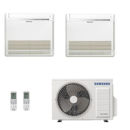 Samsung Klimaanlagen Duo Split Fußboden Console 9000+12000 Btu R-32 AJ040TXJ2KG/EU A+++ A++ 2.6+3.5 kW AJ0912TNJDKGEU+AJ040TX...