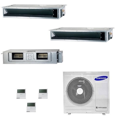 Samsung Klimaanlagen Trio Split Kanaleinbaugeräte Geringe/Mittlere Prävalenz 9000+9000+18000 Btu R-32 AJ068TXJ3KG/EU A++ A+ A...