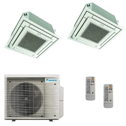 Daikin Duo Split Kassettengerät 9000+12000 Btu 2MXM50A9 FFA25A9 FFA35A9 Klimaanlagen mit Fernbedienungen R-32 WiFi Opz FFA-A9...