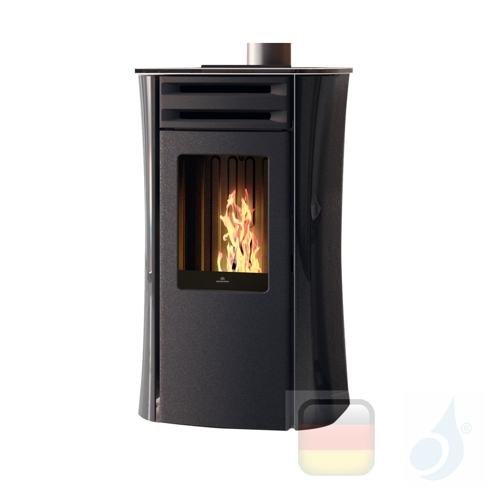 Pelletöfen Edilkamin 8.0 kW Dania Air Tight C Plus glass Schwarz