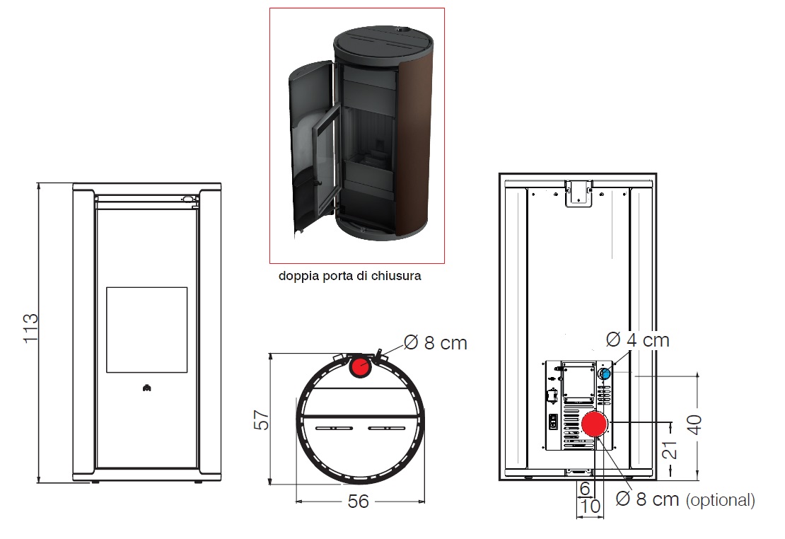 Pelletofen Edilkamin 7.9 kW Evia2 metal Schwarz