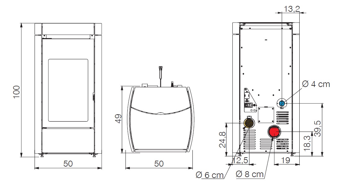 Pelletofen Edilkamin 7.9 kW Lena stahl Schwarz