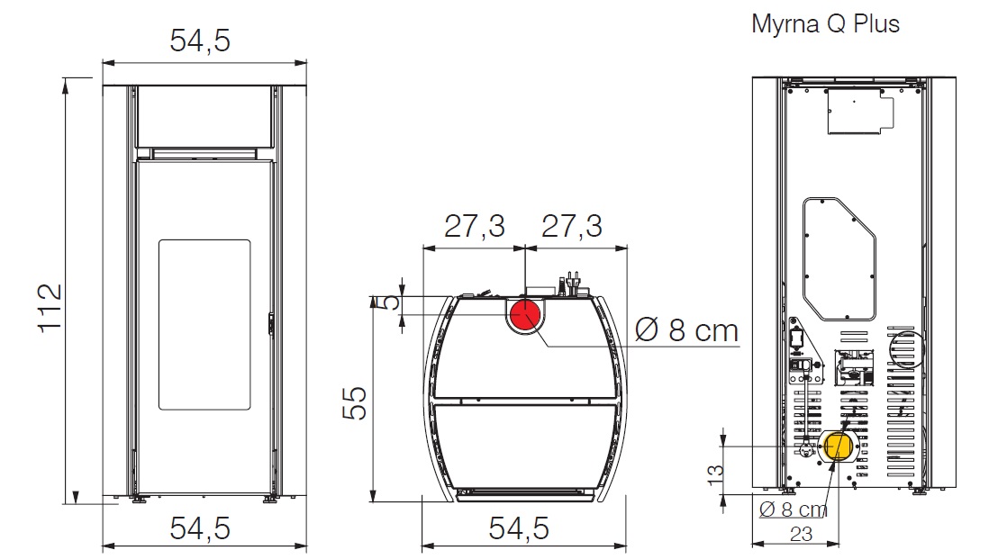 Pelletofen Edilkamin 10.0 kW Myrna Q stahl-keramic Grau