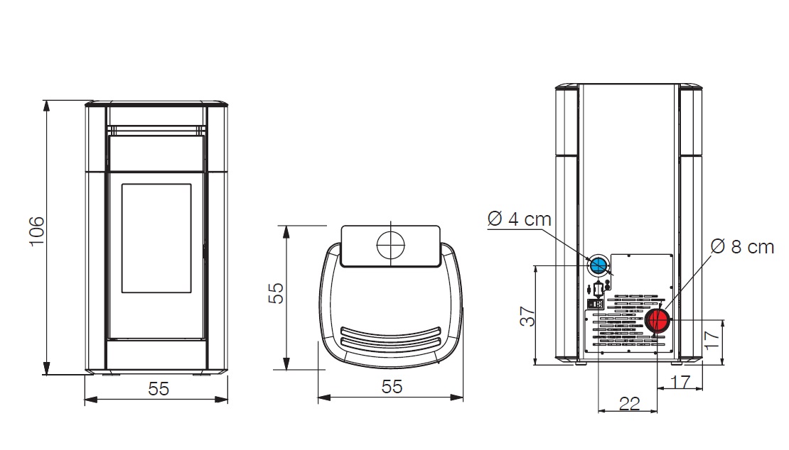 Pelletöfen Edilkamin 10.0 kW Vyda Air Tight keramic Grau