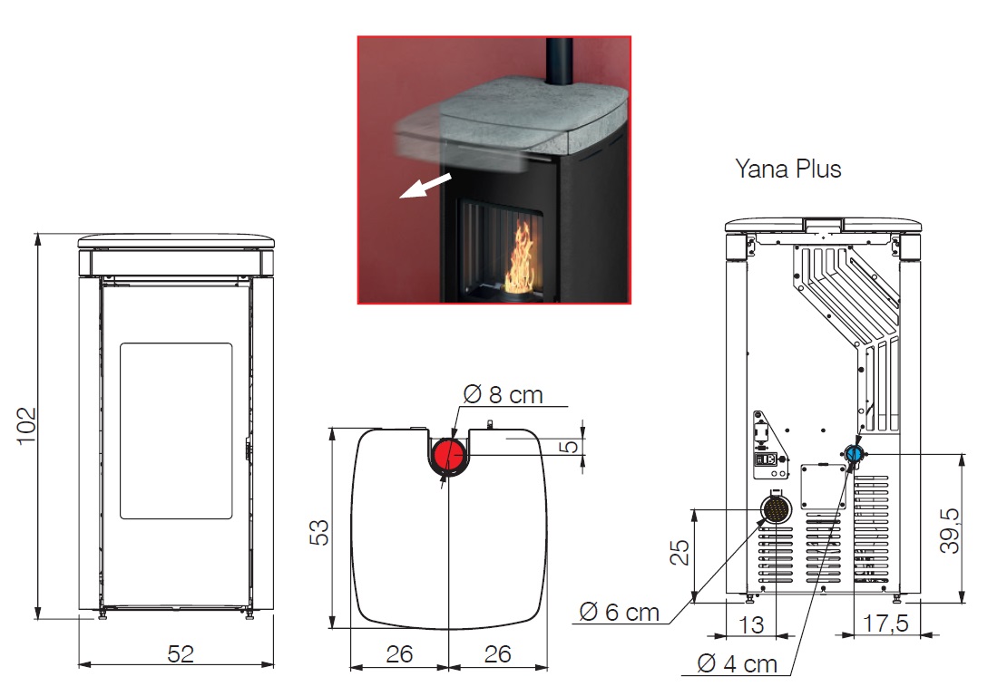 Pelletofen Edilkamin 9.2 kW Yana Plus keramic Weiß