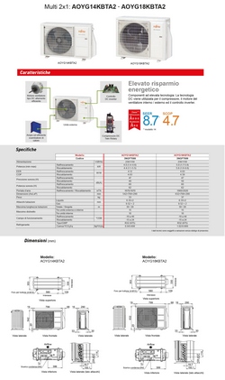 Fujitsu Außengerät Duo Split 18000 Btu AOYG18KBTA2 5.0 kW