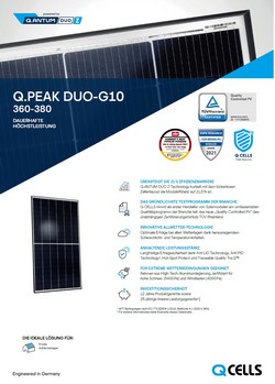 Sonnenkollektor 375 W Qcells Photovoltaik Q.PEAK DUO-G10