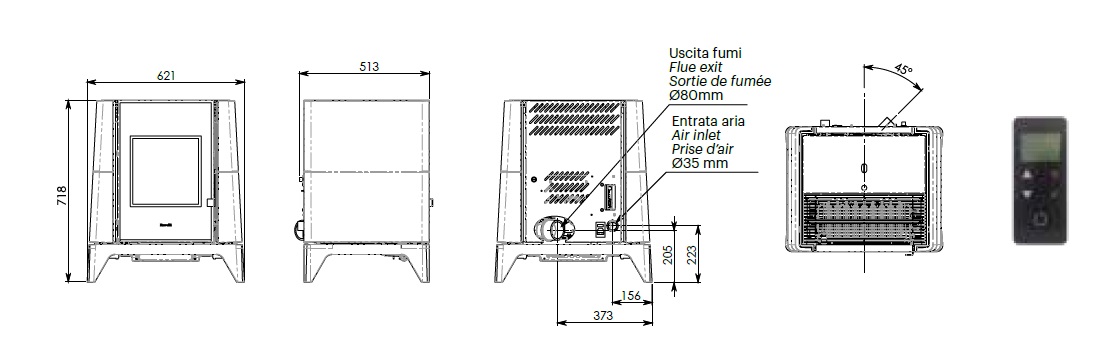 Pelletofen Ravelli 5.3 kW Aria keramic Schwarz