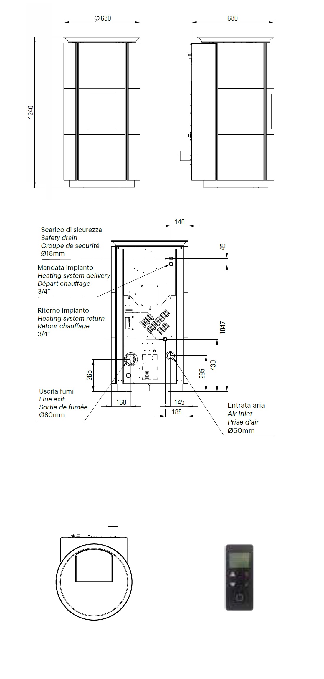 Hydro Pelletofen Ravelli 16.2 kW HRV 160 DESIGN keramic Weiß