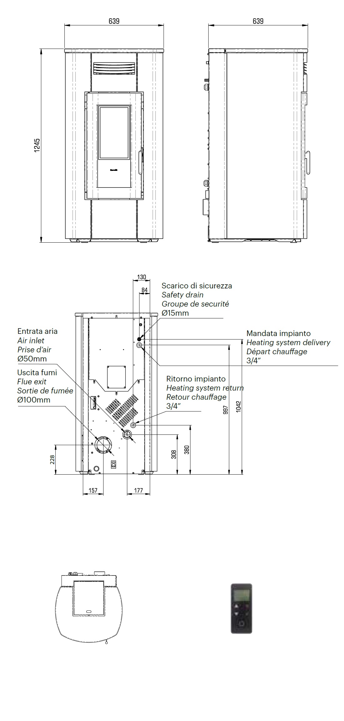 Hydro Pelletofen Ravelli 20.6 kW HRV 200 CERAMICA keramic Schwarz