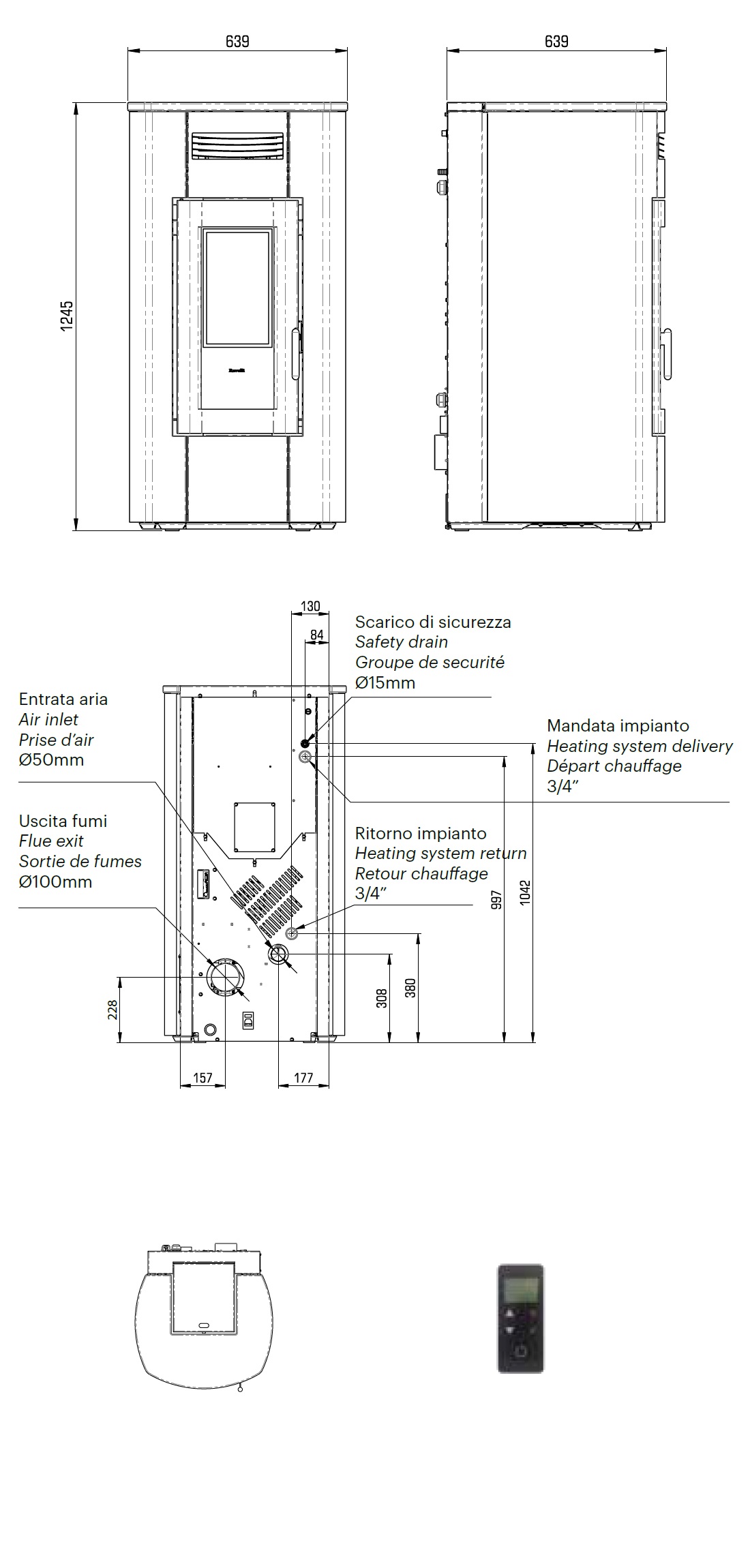 Hydro Pelletofen Ravelli 24.7 kW HRV 250 STEEL metal Bronze