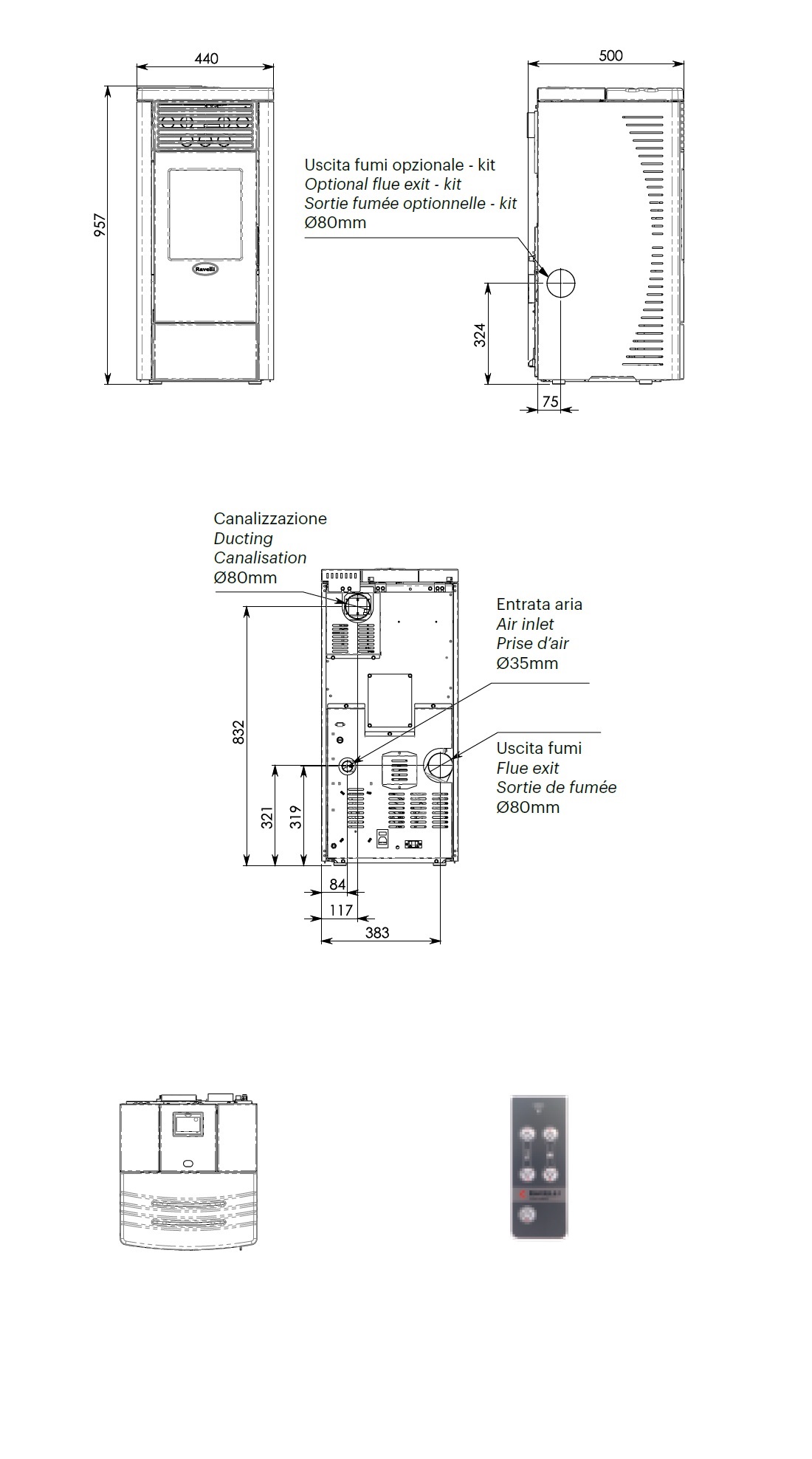 Pelletofen Ravelli 7.4 kW RC 70 keramic Weiß